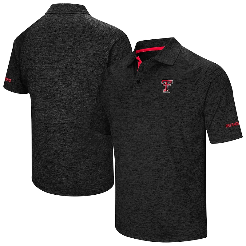 Polo raglan Colosseum Heather noir Texas Tech Red Raiders pour homme, coupe grande et taille