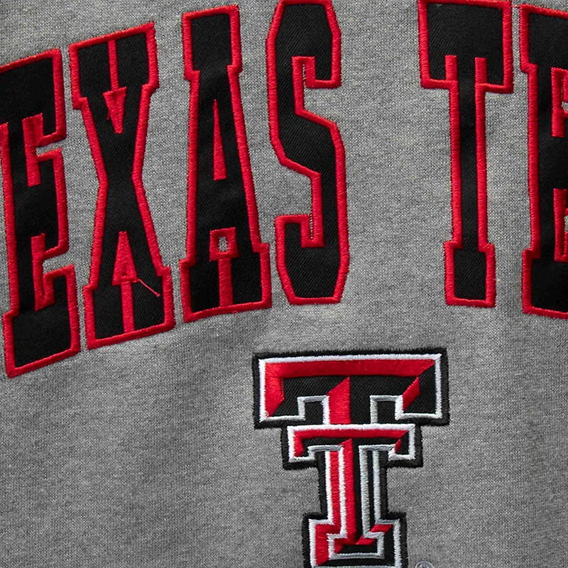 Men's Colosseum Heather Gray Texas Tech Red Raiders Arch & Logo Crew Neck Sweatshirt