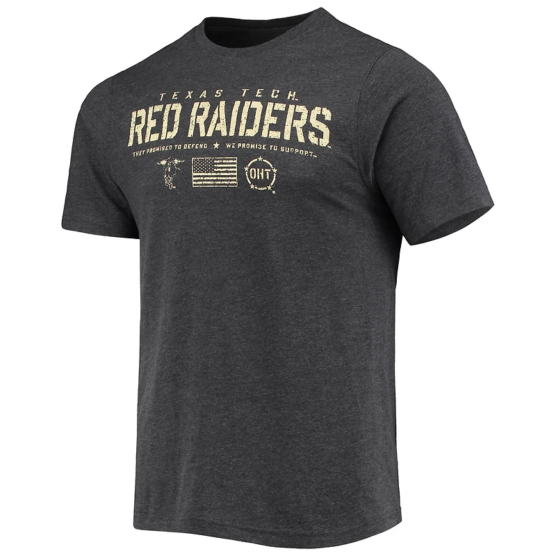 Men's Colosseum Heathered Black Texas Tech Red Raiders OHT Military Appreciation Flag 2.0 T-Shirt