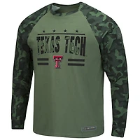 Men's Colosseum Olive/Camo Texas Tech Red Raiders OHT Military Appreciation Slim-Fit Raglan Long Sleeve T-Shirt
