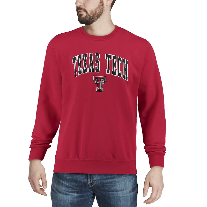 Colosseum Red Texas Tech Raiders Arch & Logo Crew Neck Sweat-shirt pour homme