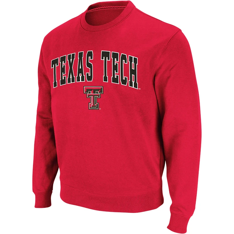 Colosseum Red Texas Tech Raiders Arch & Logo Crew Neck Sweat-shirt pour homme