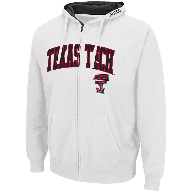 Men's Colosseum White Texas Tech Red Raiders Arch & Logo 3.0 Full-Zip Hoodie