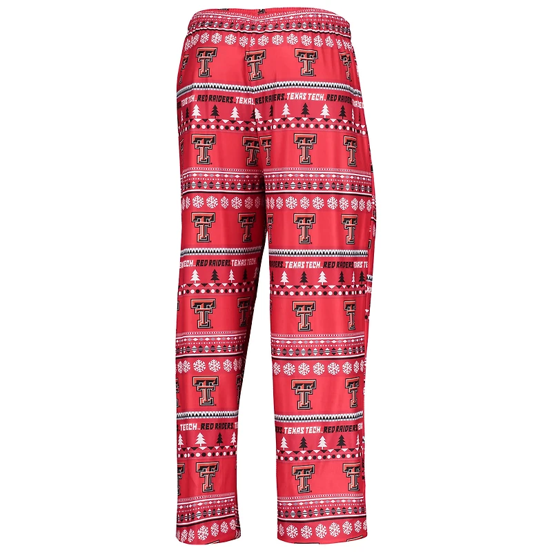 Ensemble de nuit pour homme Concepts Sport Red Texas Tech Raiders, pull moche à manches longues et pantalon