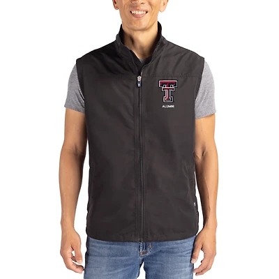 Gilet zippé intégral Cutter & Buck noir Texas Tech Red Raiders Charter Eco recyclé pour homme