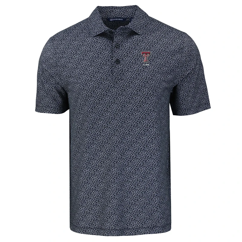 Men's Cutter & Buck Texas Tech Red Raiders Pike Eco Pebble Print Stretch Recycled Polo