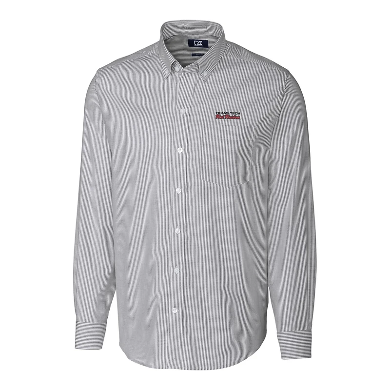 Chemise boutonnée à manches longues et rayures Oxford pour homme, couleur charbon, Texas Tech Red Raiders Vault, grande taille