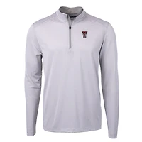 Pull zippé recyclé à micro-rayures et col rond pour homme, couleur gris/blanc, Texas Tech Red Raiders, Virtue Eco Pique, taille grande