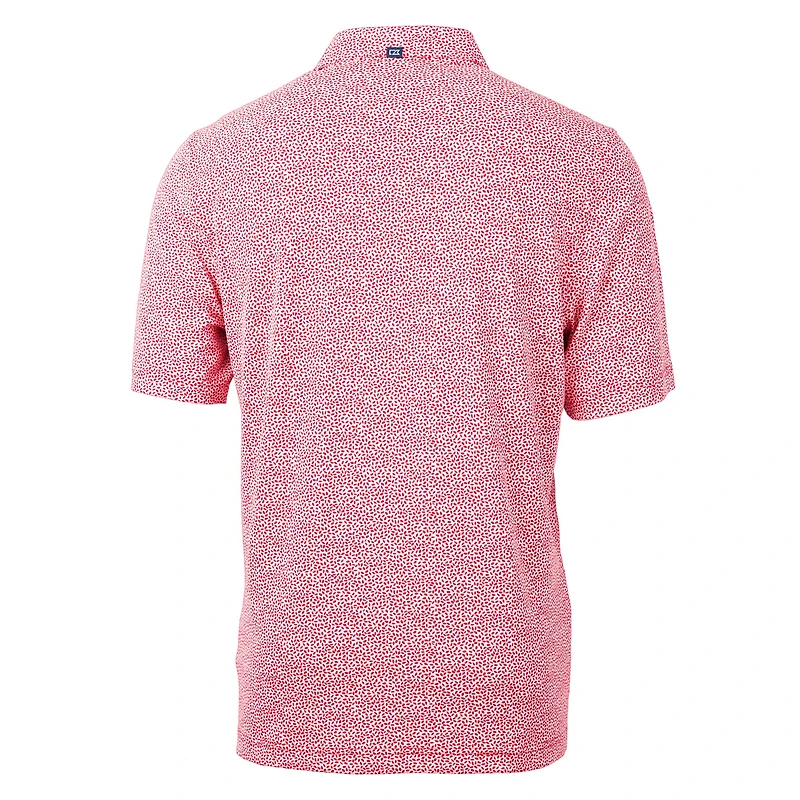 Men's Cutter & Buck Red Texas Tech Raiders Alumni Logo DryTec Virtue Eco Pique Botanical Print Recycled Polo