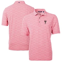 Men's Cutter & Buck  Red Texas Tech Raiders Alumni Logo DryTec Virtue Eco Pique Botanical Print Recycled Polo