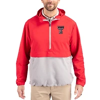 Men's Cutter & Buck Red Texas Tech Raiders Charter Eco Recycled Half-Zip Anorak Jacket