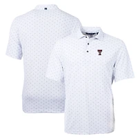 Polo recyclé à imprimé carreaux piqué écologique Virtue pour homme Cutter & Buck, blanc, Texas Tech, Red Raiders, grandes tailles