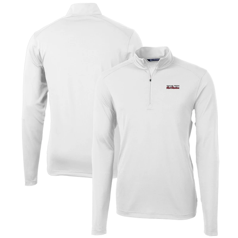 Pull zippé recyclé en piqué écologique pour homme, coupeur et buck, blanc, Texas Tech, Red Raiders, équipe Virtue, grandes tailles