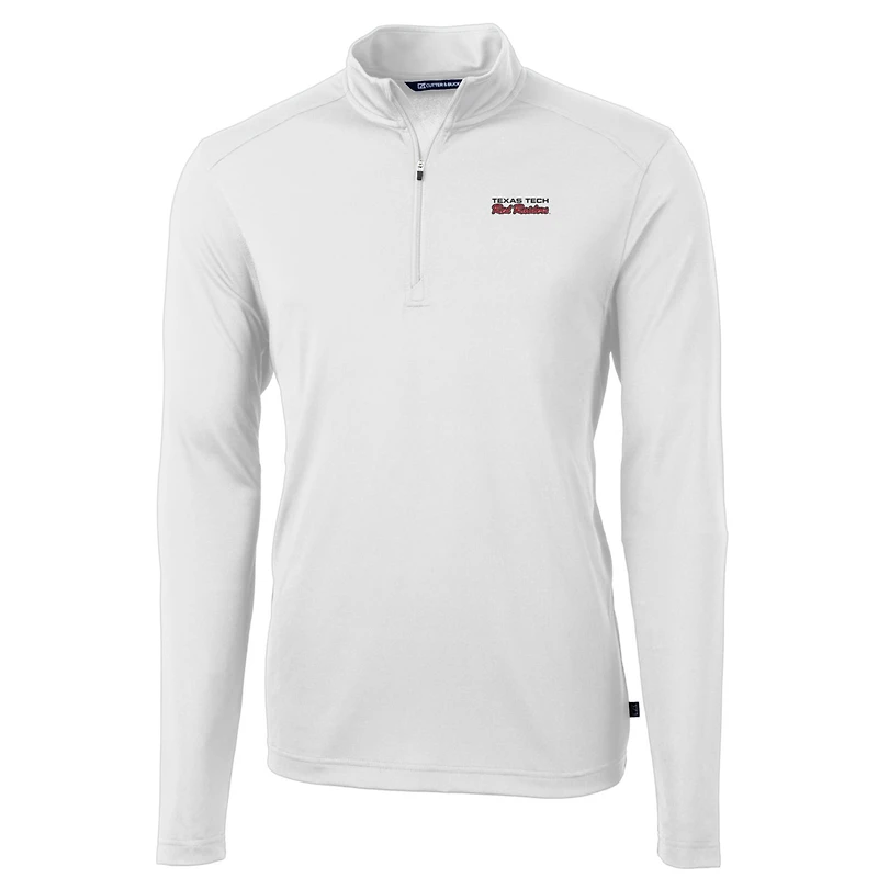 Pull zippé recyclé en piqué écologique pour homme, coupeur et buck, blanc, Texas Tech, Red Raiders, équipe Virtue, grandes tailles