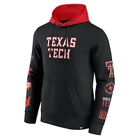 Men's Fanatics  Black/Red Texas Tech Red Raiders Color Block Badge Fleece Pullover Hoodie