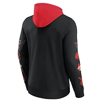 Men's Fanatics  Black/Red Texas Tech Red Raiders Color Block Badge Fleece Pullover Hoodie