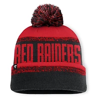 Bonnet en tricot à revers avec pompon pour homme, noir/rouge, Texas Tech Red Raiders Thrive