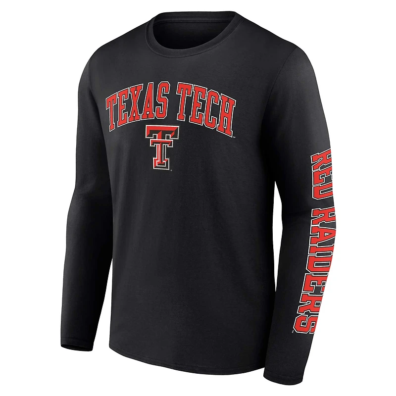 T-shirt à manches longues noir Texas Tech Red Raiders en détresse avec logo pour hommes