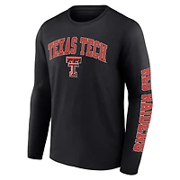T-shirt à manches longues noir Texas Tech Red Raiders en détresse avec logo pour hommes