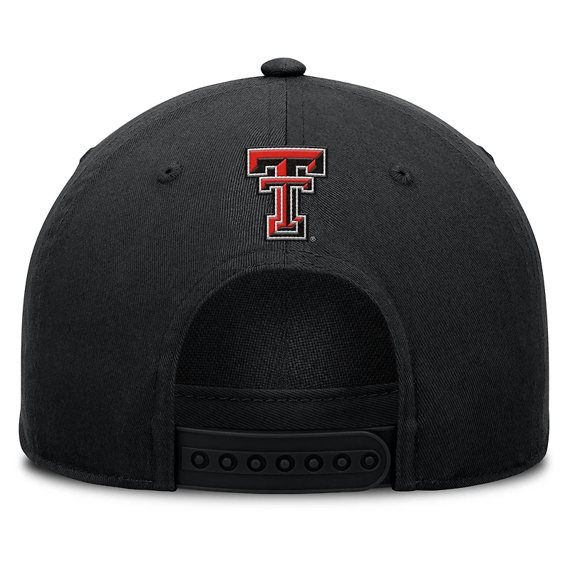 Casquette ajustable Fanatics noire Texas Tech Red Raiders avec corde de balle de faute