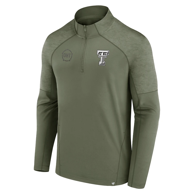 Veste à quart de zip Titan Raglan Fanatics Olive Texas Tech Red Raiders OHT Military Appreciation pour hommes