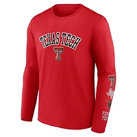 Men's Fanatics Red Texas Tech Raiders Badging Long Sleeve T-Shirt