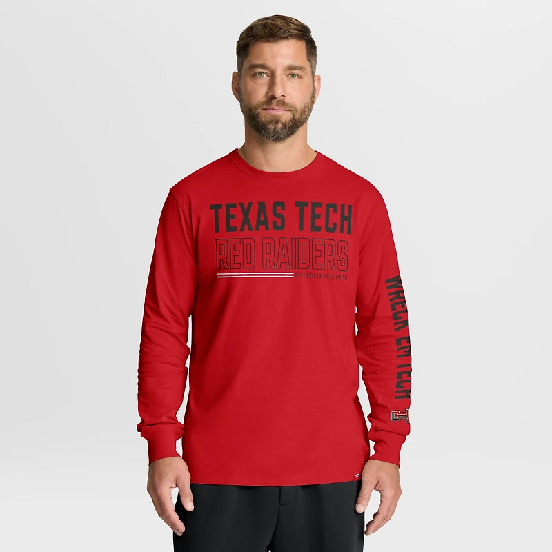 T-shirt à manches longues rouge pour homme, Texas Tech Red Raiders, Quad Fuel The Fire