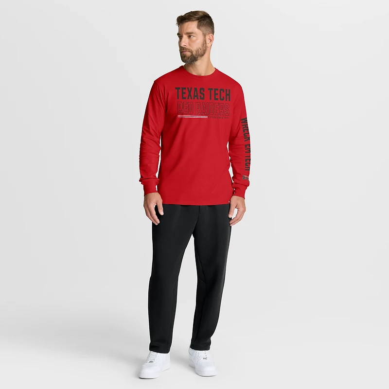 T-shirt à manches longues rouge pour homme, Texas Tech Red Raiders, Quad Fuel The Fire