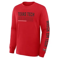 T-shirt à manches longues rouge pour homme, Texas Tech Red Raiders, Quad Fuel The Fire