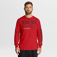 T-shirt à manches longues rouge pour homme, Texas Tech Red Raiders, Quad Fuel The Fire