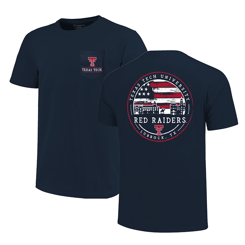 T-shirt homme bleu marine Texas Tech Red Raiders Campus Americana
