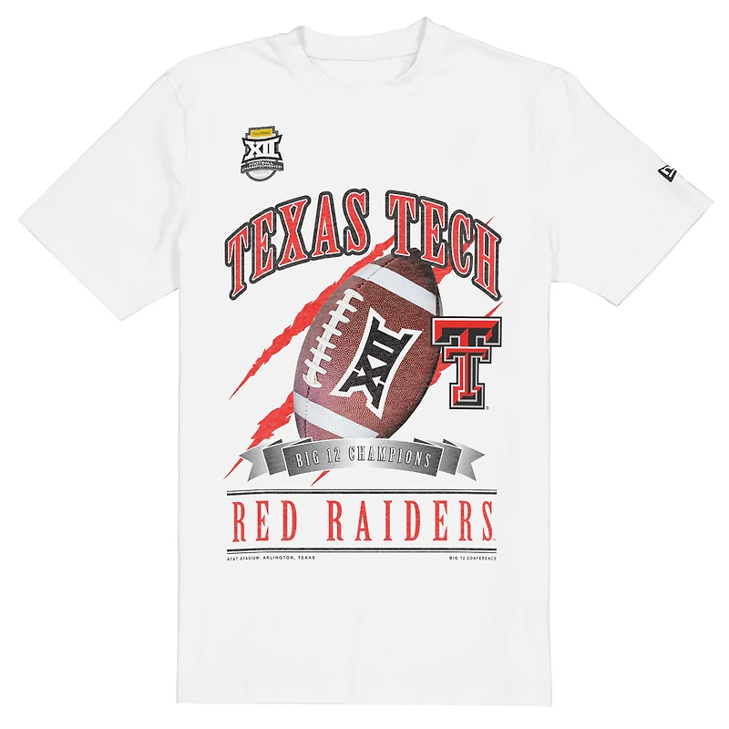 T-shirt homme New Era blanc Texas Tech Red Raiders, champions de football Big 12 2025