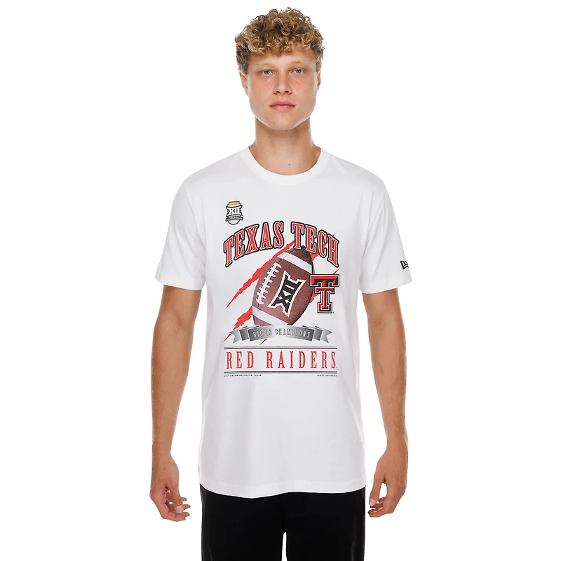 Men's New Era White Texas Tech Red Raiders 2025 Big 12 Football Champions Locker Room T-Shirt