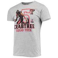 T-shirt de marque rétro originale pour hommes, Michael Crabtree, gris chiné, Texas Tech, Red Raiders, Ring of Honor