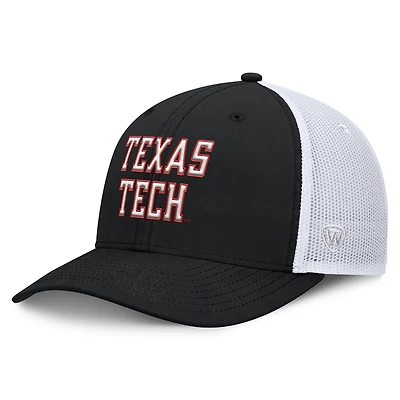 Men's Top of the World Black Texas Tech Red Raiders Trucker Adjustable Hat