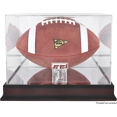 Étui de football américain Texas Tech Red Raiders en acajou avec logo et dos miroir