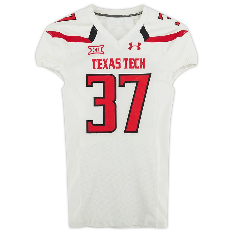 Texas Tech Red Raiders Team-Issued #37 White Jersey from the NCAA Football Season
