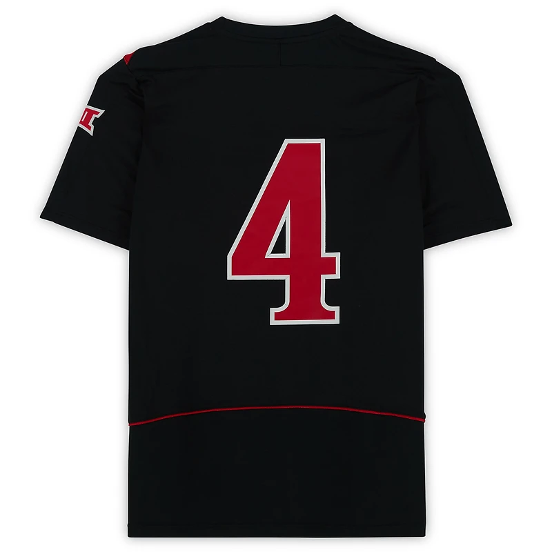 Maillot noir numéro 4 des Red Raiders de Texas Tech émis par l'équipe du programme d'athlétisme