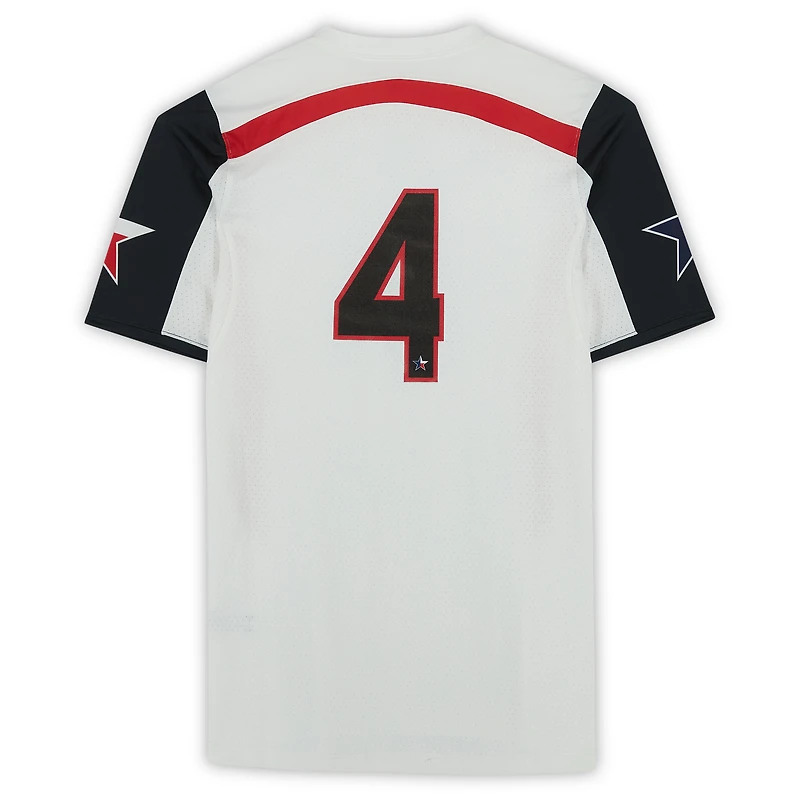 Maillot blanc numéro 4 des Red Raiders de Texas Tech émis par le programme d'athlétisme