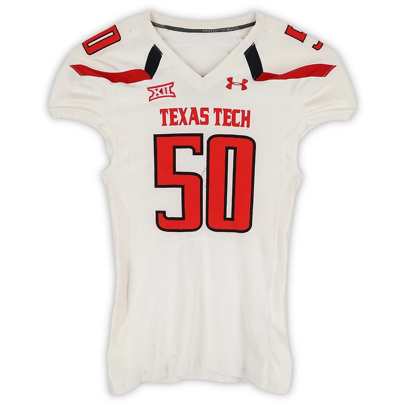 Texas Tech Red Raiders Team-Issued #50 White Jersey from the 2013 NCAA Football Season