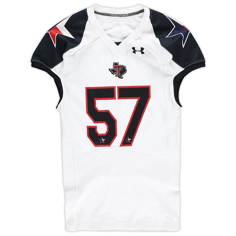 Texas Tech Red Raiders Team-Issued #57 White and Black Jersey from the 2013 NCAA Football Season
