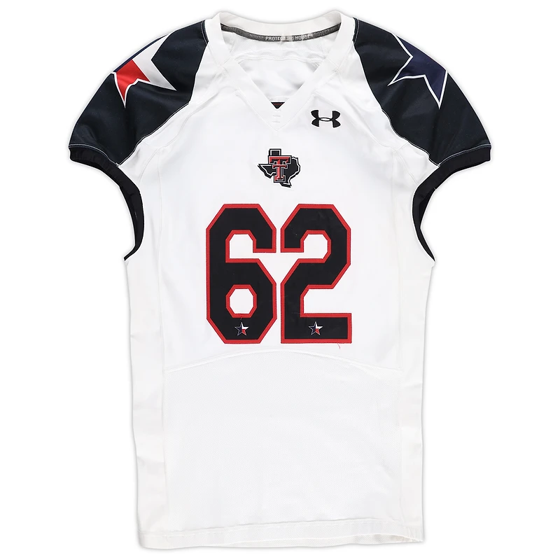 Texas Tech Red Raiders Team-Issued #62 White and Black Jersey from the 2013 NCAA Football Season