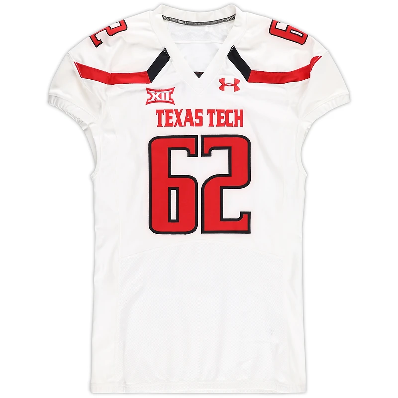 Maillot blanc numéro 62 des Texas Tech Red Raiders de la saison de football NCAA 2016