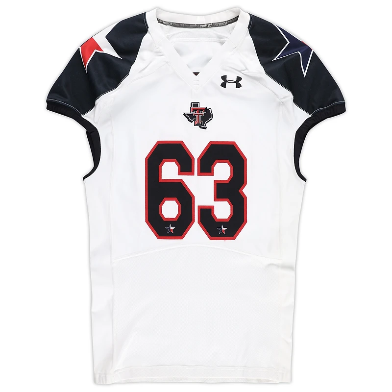 Texas Tech Red Raiders Team-Issued #63 White and Black Jersey from the 2013 NCAA Football Season