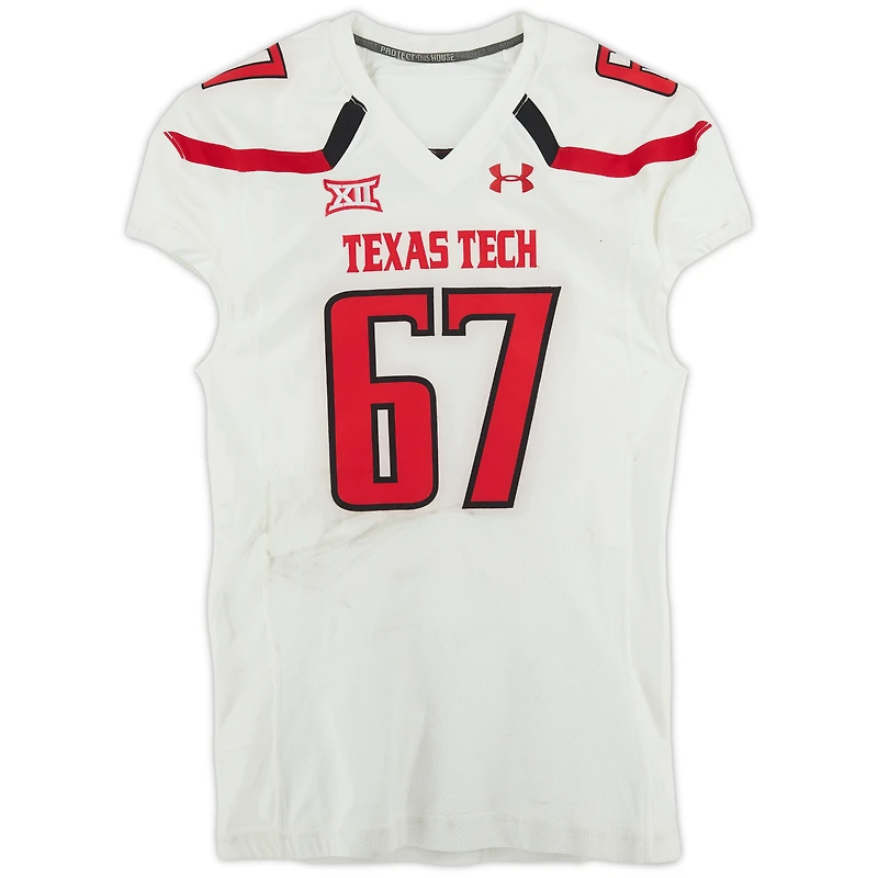 Texas Tech Red Raiders Team-Issued #67 White Jersey from the 2014 NCAA Football Season