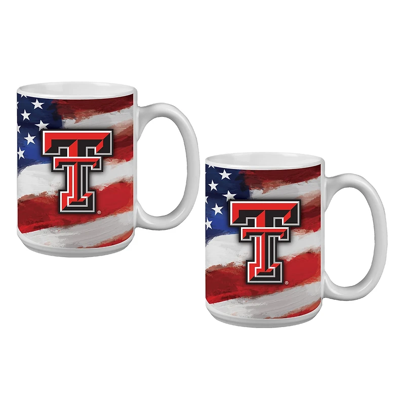 Ensemble de deux tasses américaines de 44 cl (15 oz) aux couleurs des Texas Tech Red Raiders