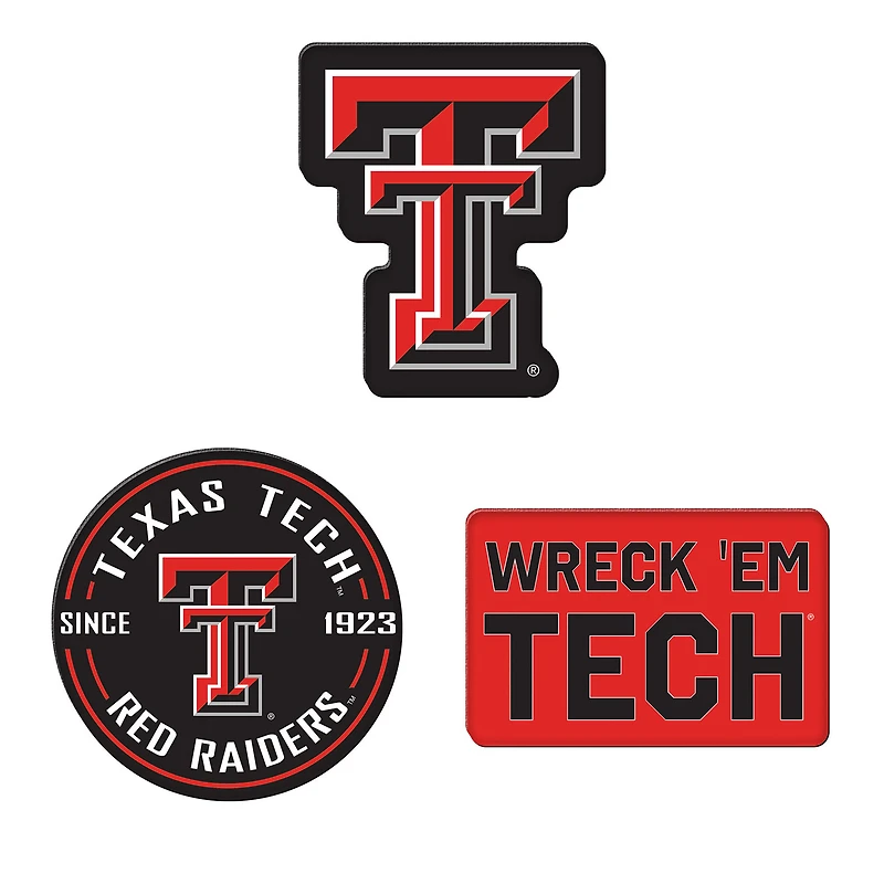 Lot de 3 aimants de réfrigérateur haut de gamme WinCraft Texas Tech Red Raiders