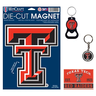 Ensemble de 4 porte-clés et aimants WinCraft Texas Tech Red Raiders