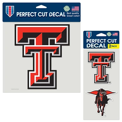 Lot de trois feuilles de décalcomanies à découpe parfaite WinCraft Texas Tech Red Raiders