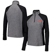 Veste zippée quart de tour raglan Texas Tech Red Raiders pour femme, noir/gris chiné